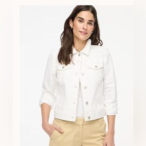 NWT J. Crew Women's Classic Jean Jacket - White Wash - XL